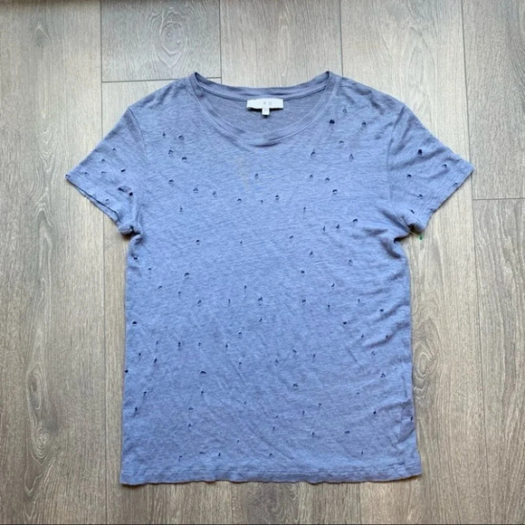 Revolve IRO Clay Distressed Tee T-Shirt Blue Grey short sleeve crew neck Size XS - Picture 2 of 13